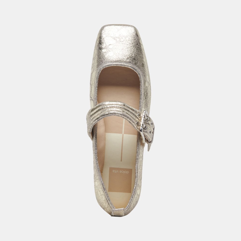 Dolce Vita Arora Ballet Flats Platinum Distressed Leather