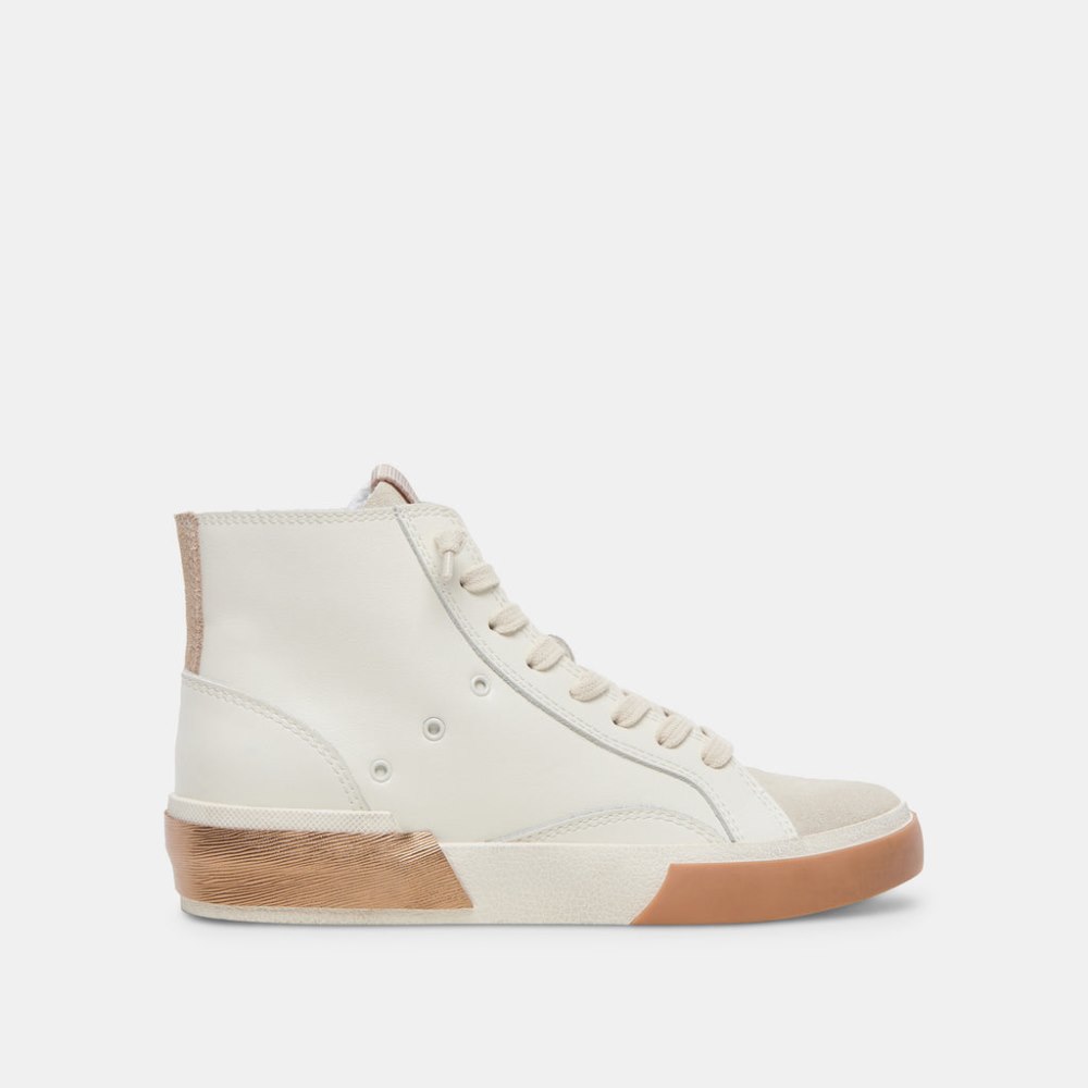 Dolce Vita Zohara Sneakers White Tan Leather