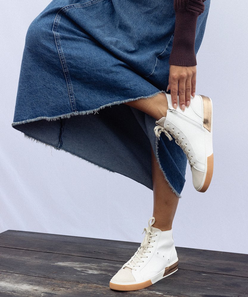 Dolce Vita Zohara Sneakers White Tan Leather