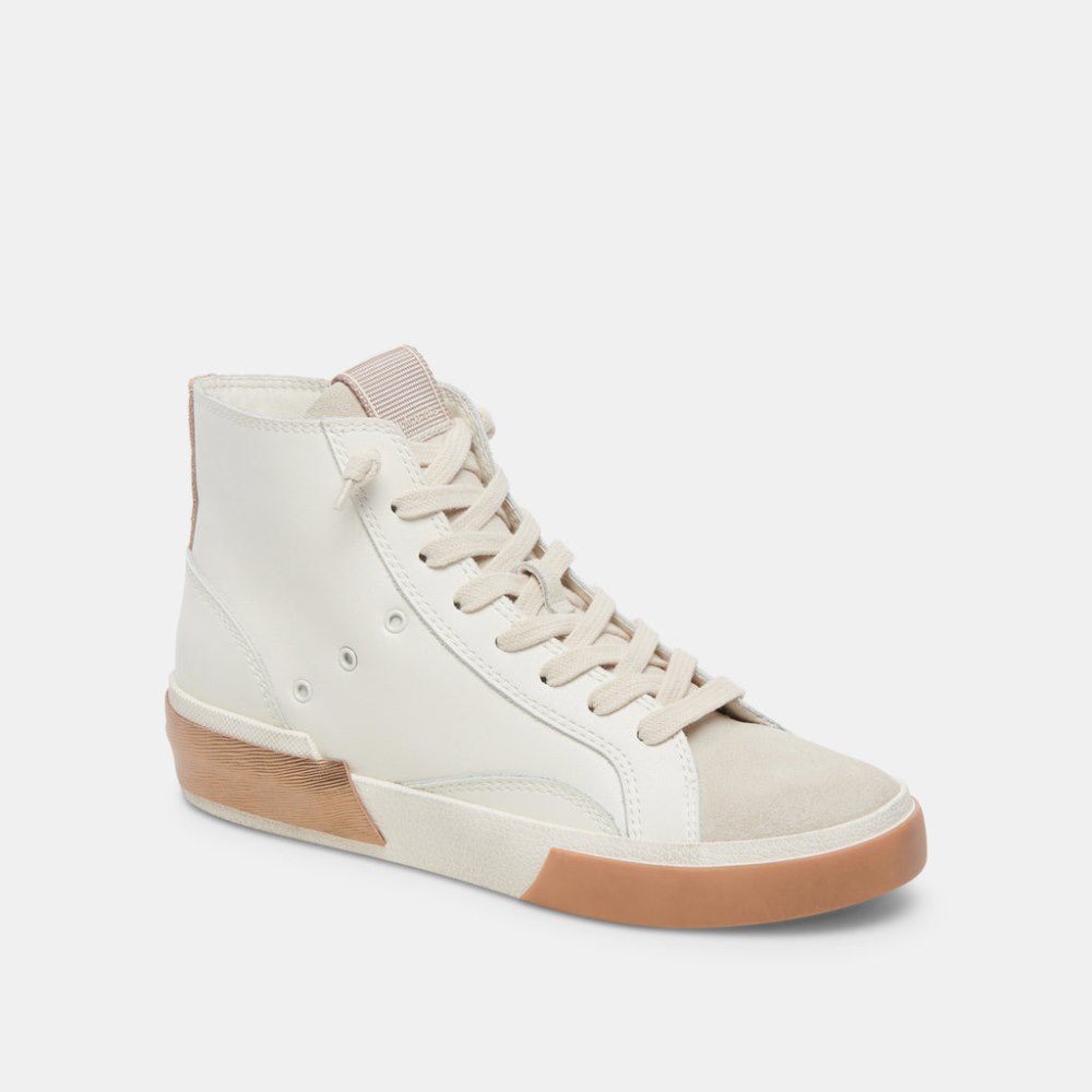 Dolce Vita Zohara Sneakers White Tan Leather