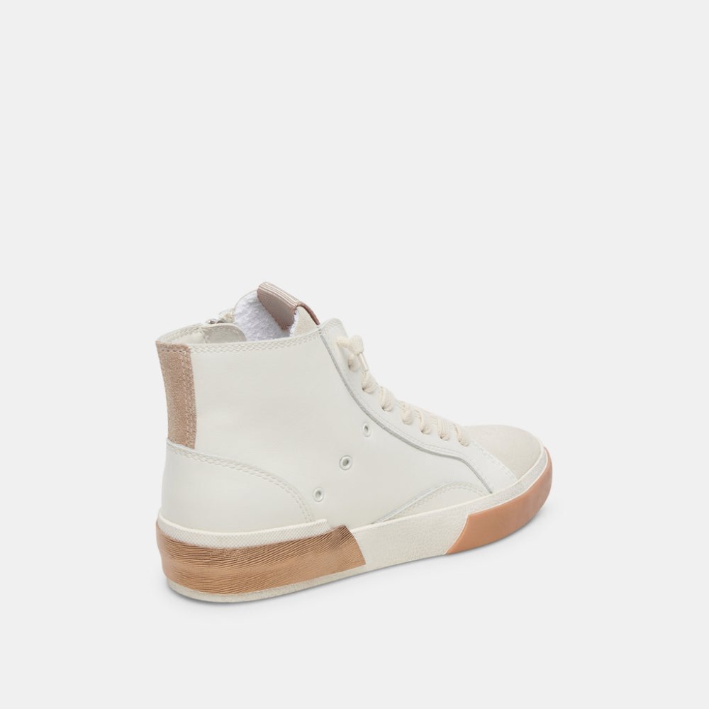 Dolce Vita Zohara Sneakers White Tan Leather