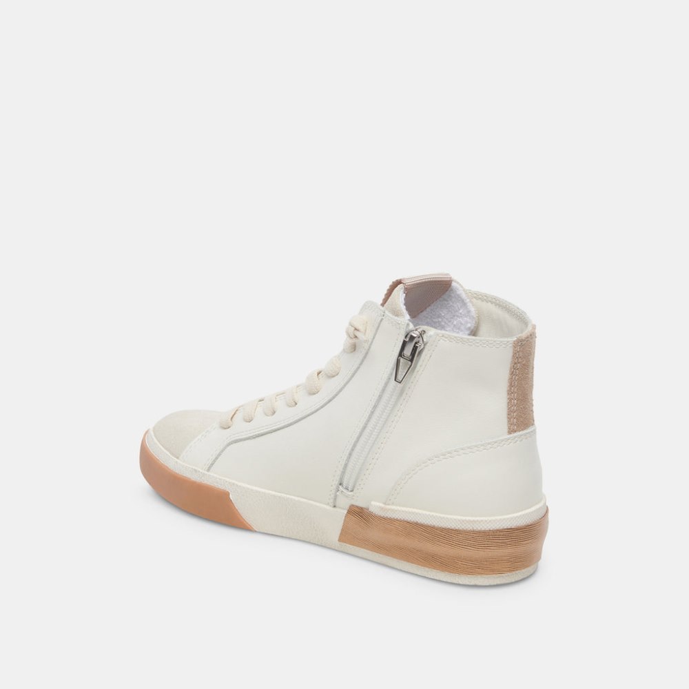 Dolce Vita Zohara Sneakers White Tan Leather