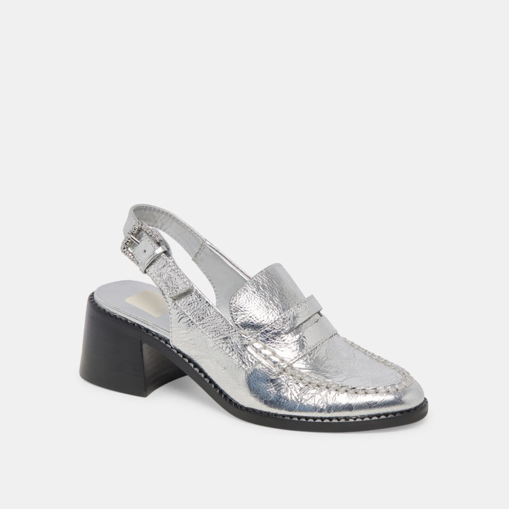 Dolce Vita Hardi Heels Silver Distressed Leather