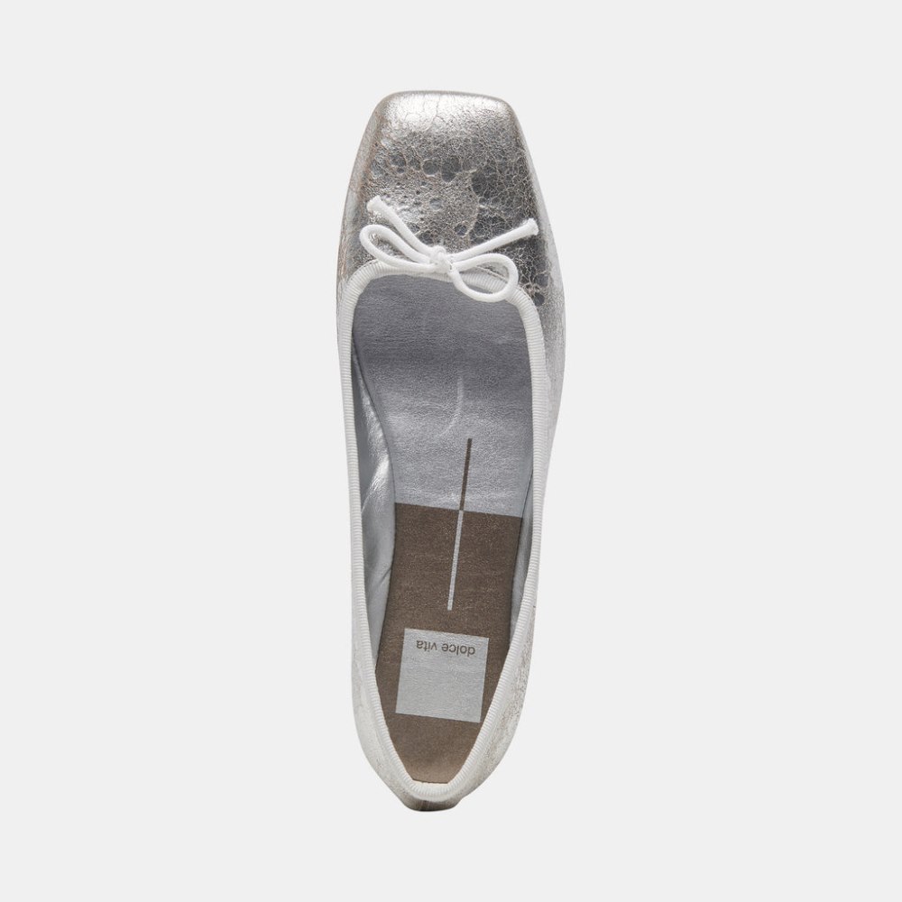 Dolce Vita Anisa Wide Ballet Flats Silver Distressed Leather