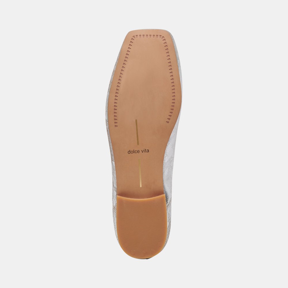 Dolce Vita Anisa Wide Ballet Flats Silver Distressed Leather