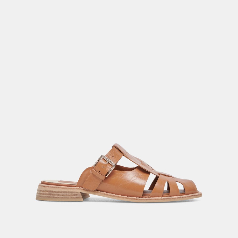 Dolce Vita Hippie Flats Tan Crinkle Patent
