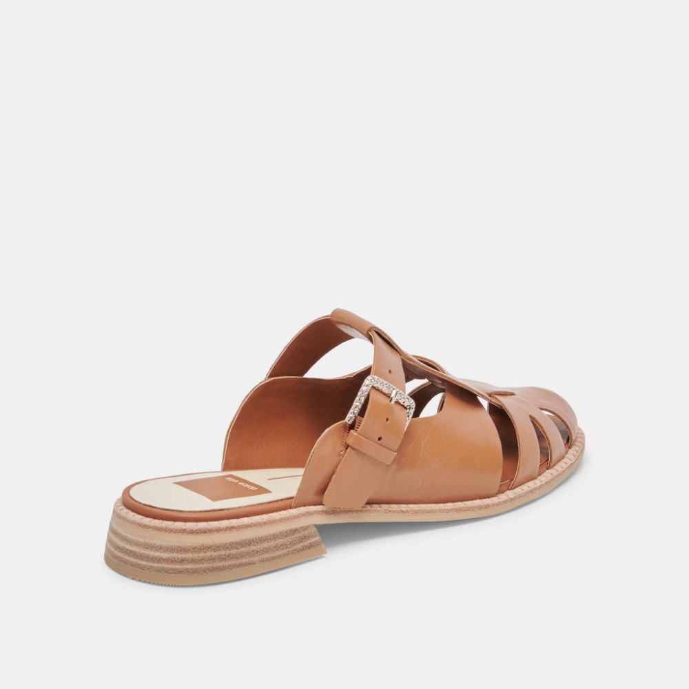 Dolce Vita Hippie Flats Tan Crinkle Patent