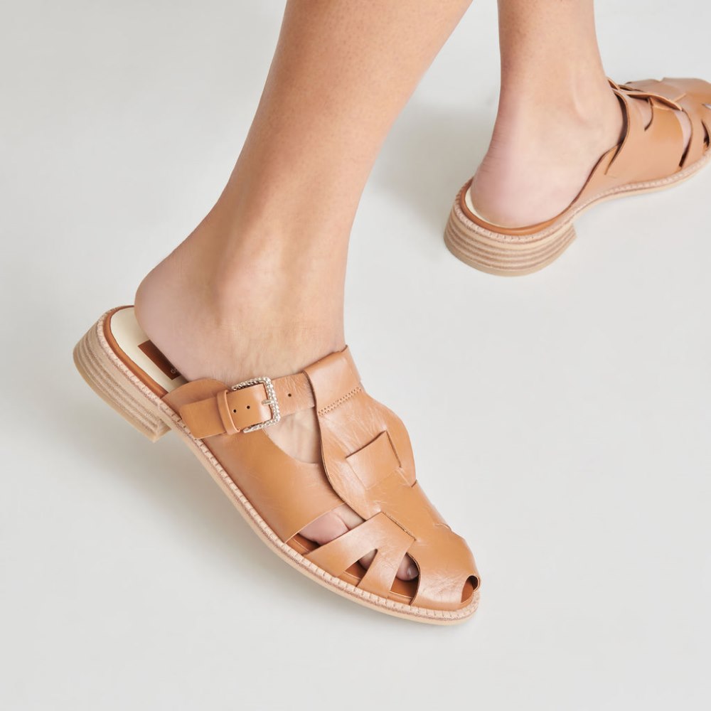 Dolce Vita Hippie Flats Tan Crinkle Patent