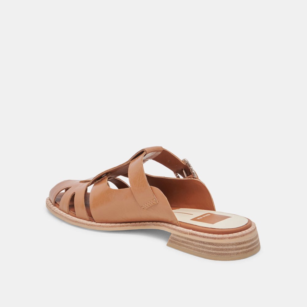Dolce Vita Hippie Flats Tan Crinkle Patent