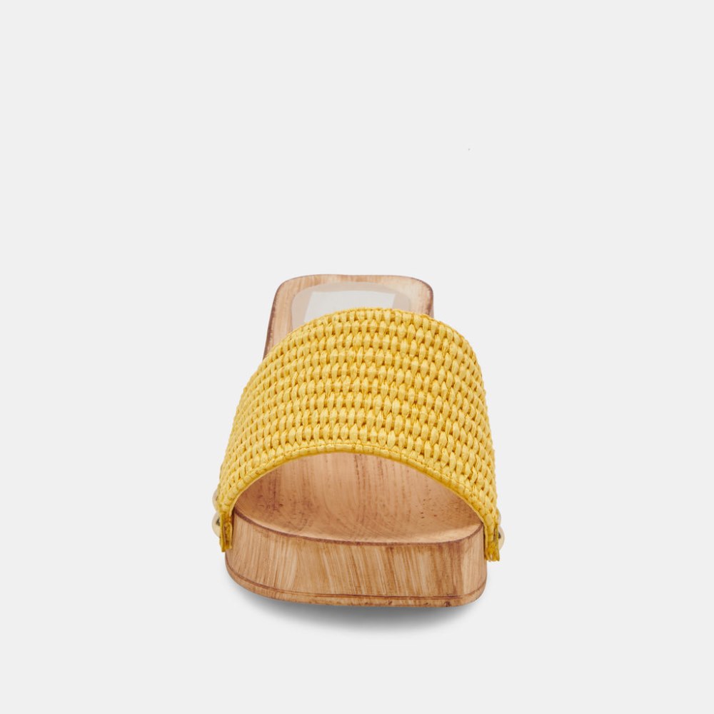 Dolce Vita Oakley Heels Yellow Raffia