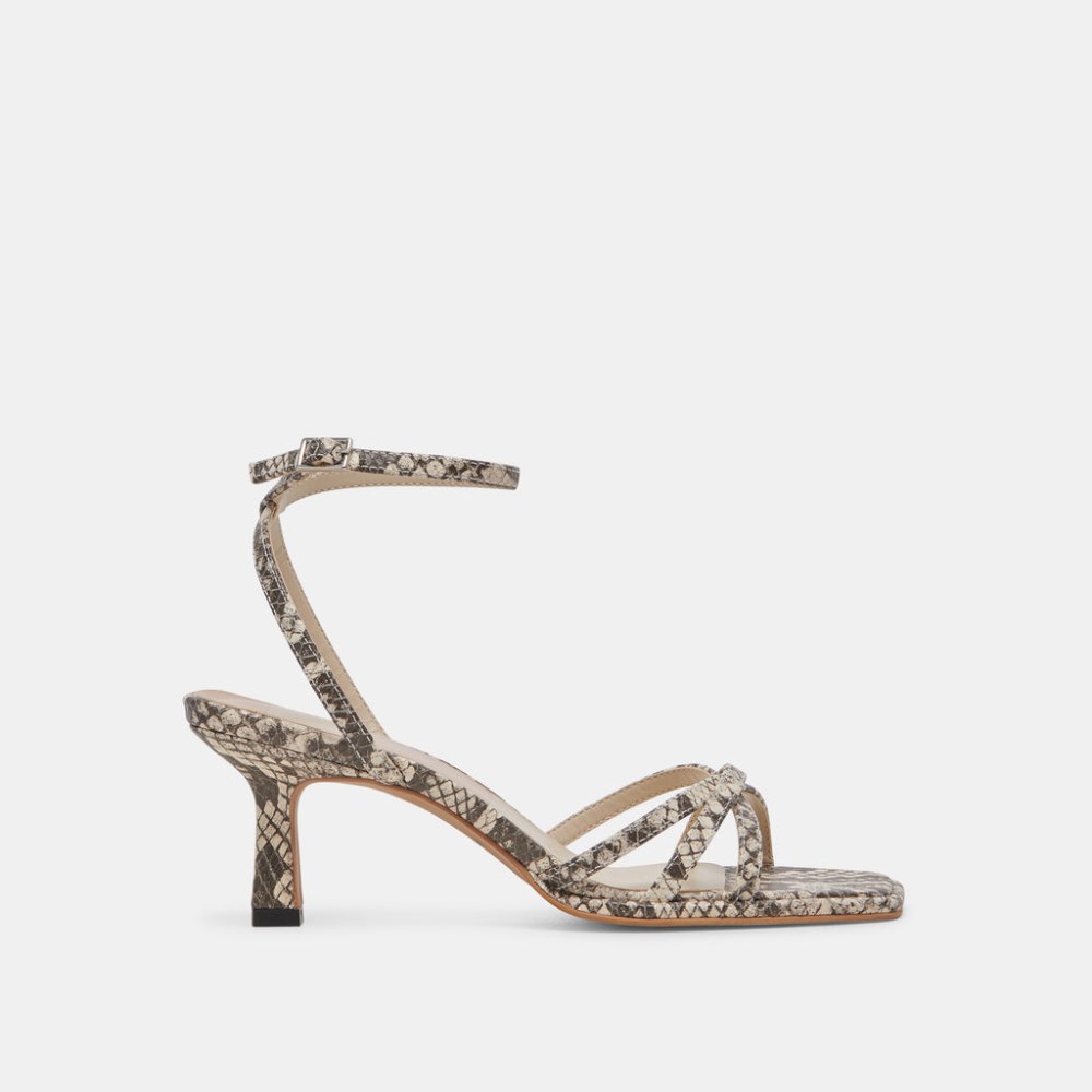 Dolce Vita Manji Heels Black White Embossed Snake