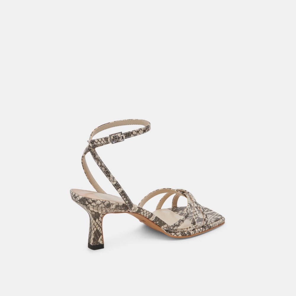 Dolce Vita Manji Heels Black White Embossed Snake
