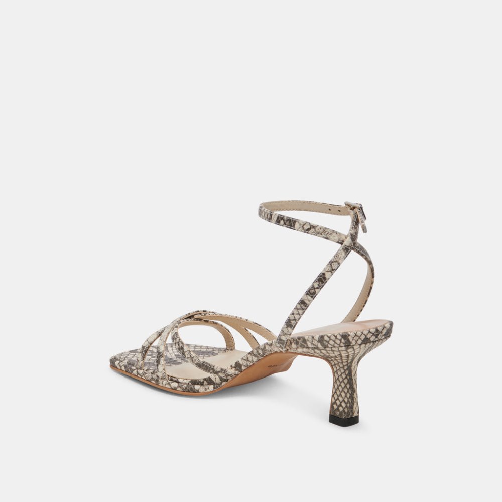 Dolce Vita Manji Heels Black White Embossed Snake