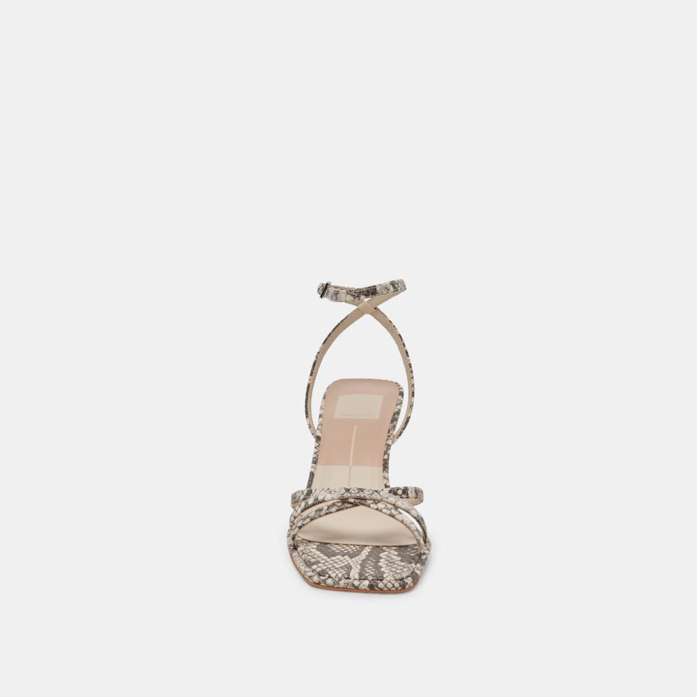 Dolce Vita Manji Heels Black White Embossed Snake