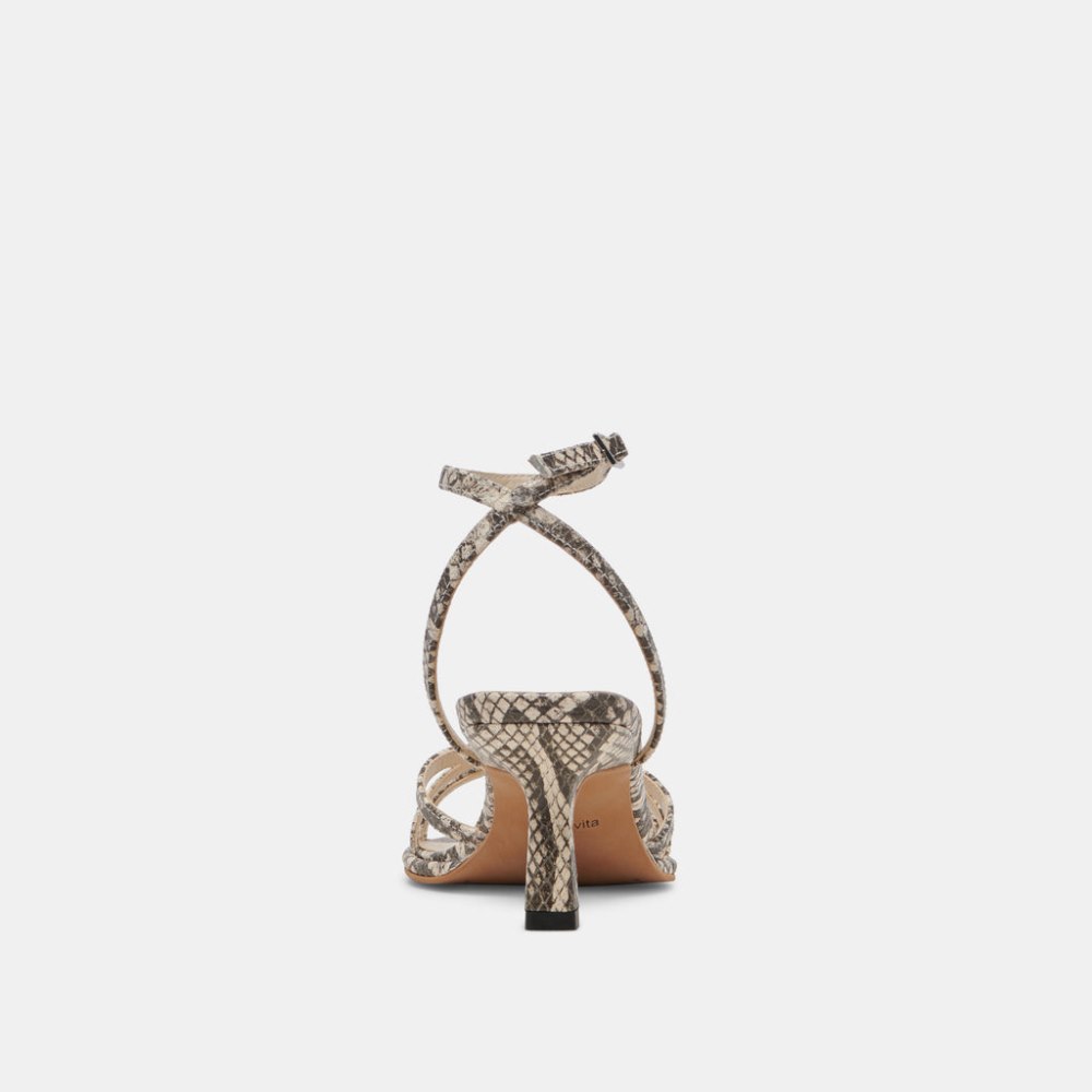 Dolce Vita Manji Heels Black White Embossed Snake