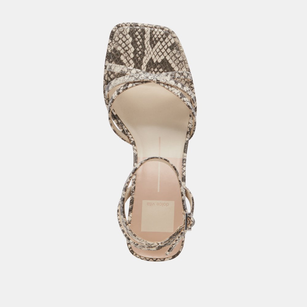Dolce Vita Manji Heels Black White Embossed Snake