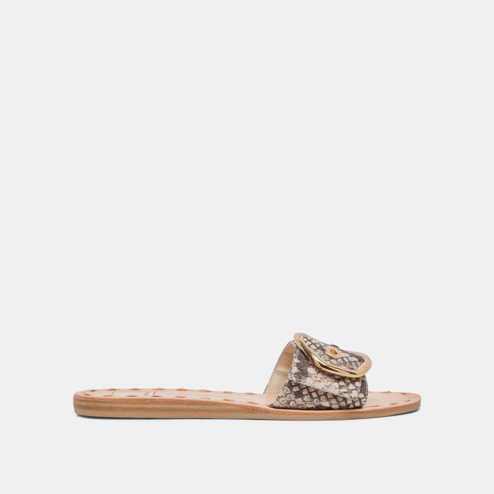 Dolce Vita Danna Sandals Black White Embossed Snake