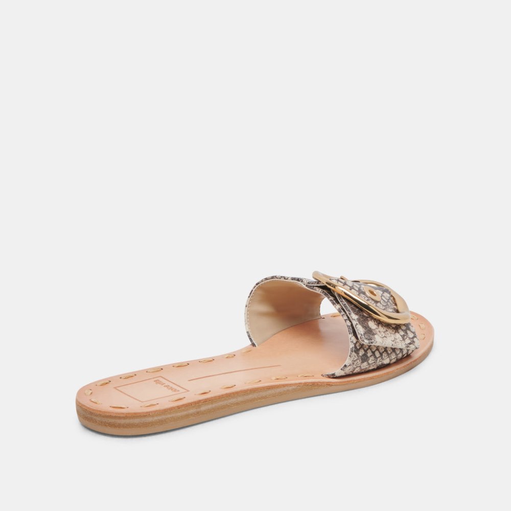 Dolce Vita Danna Sandals Black White Embossed Snake