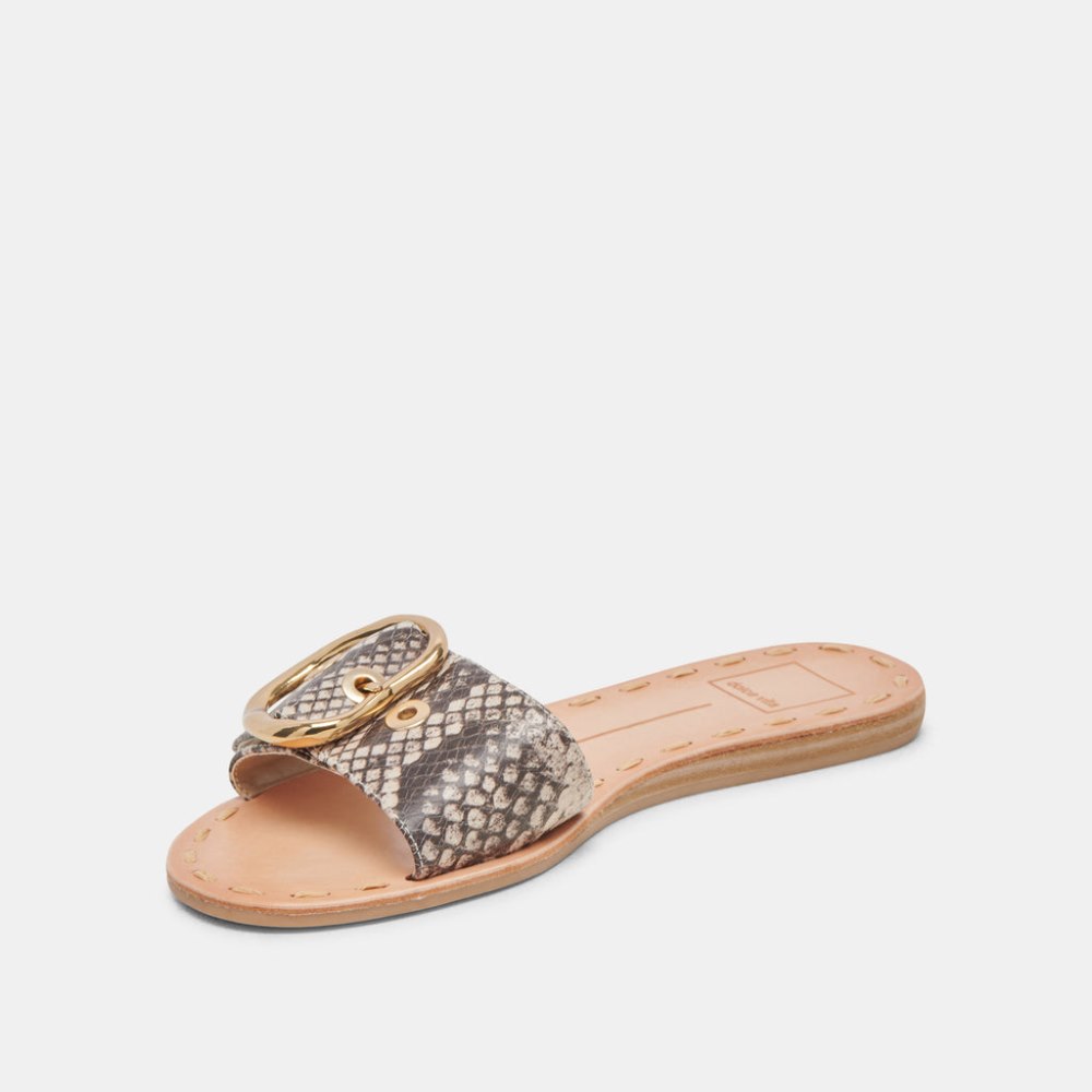 Dolce Vita Danna Sandals Black White Embossed Snake