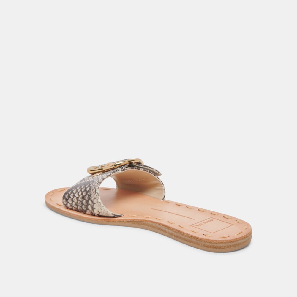 Dolce Vita Danna Sandals Black White Embossed Snake