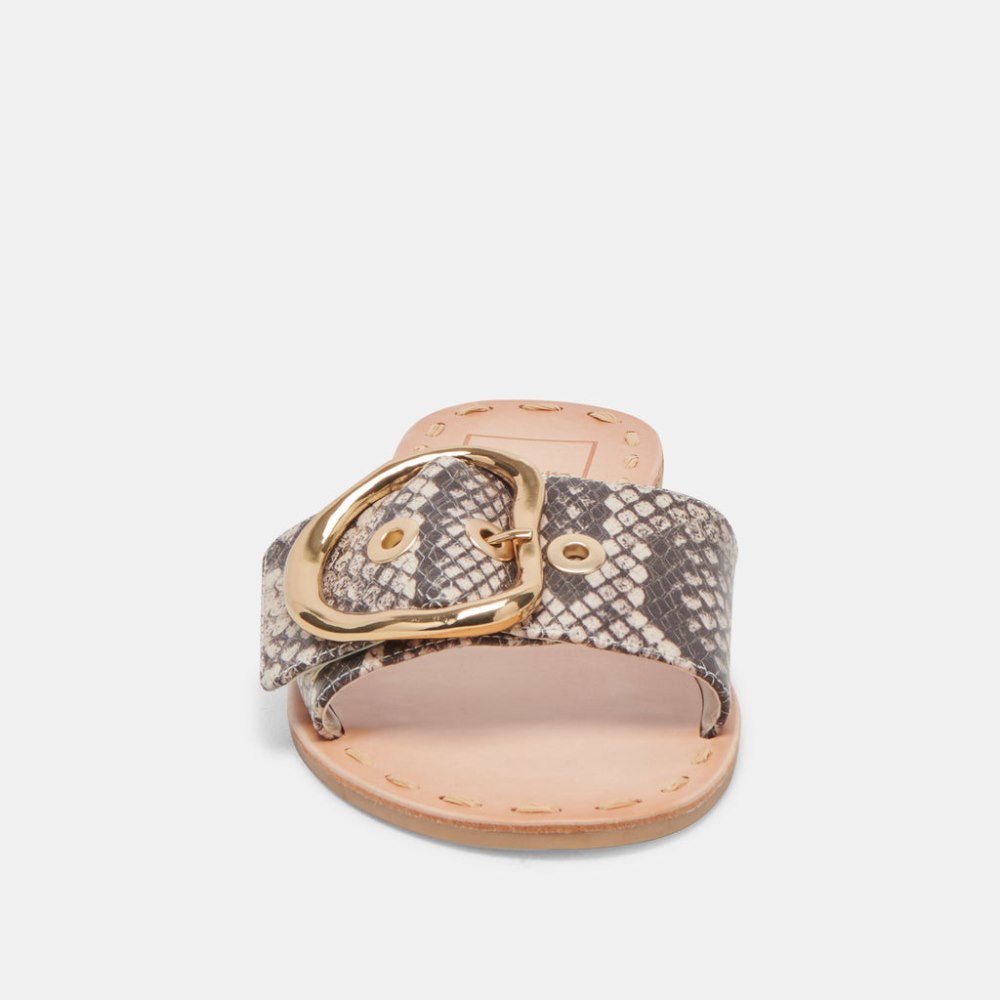 Dolce Vita Danna Sandals Black White Embossed Snake