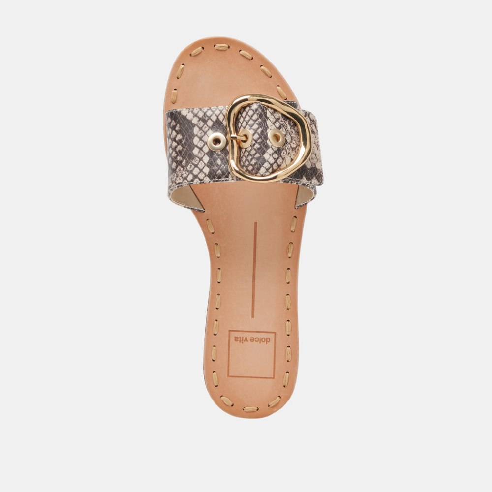 Dolce Vita Danna Sandals Black White Embossed Snake