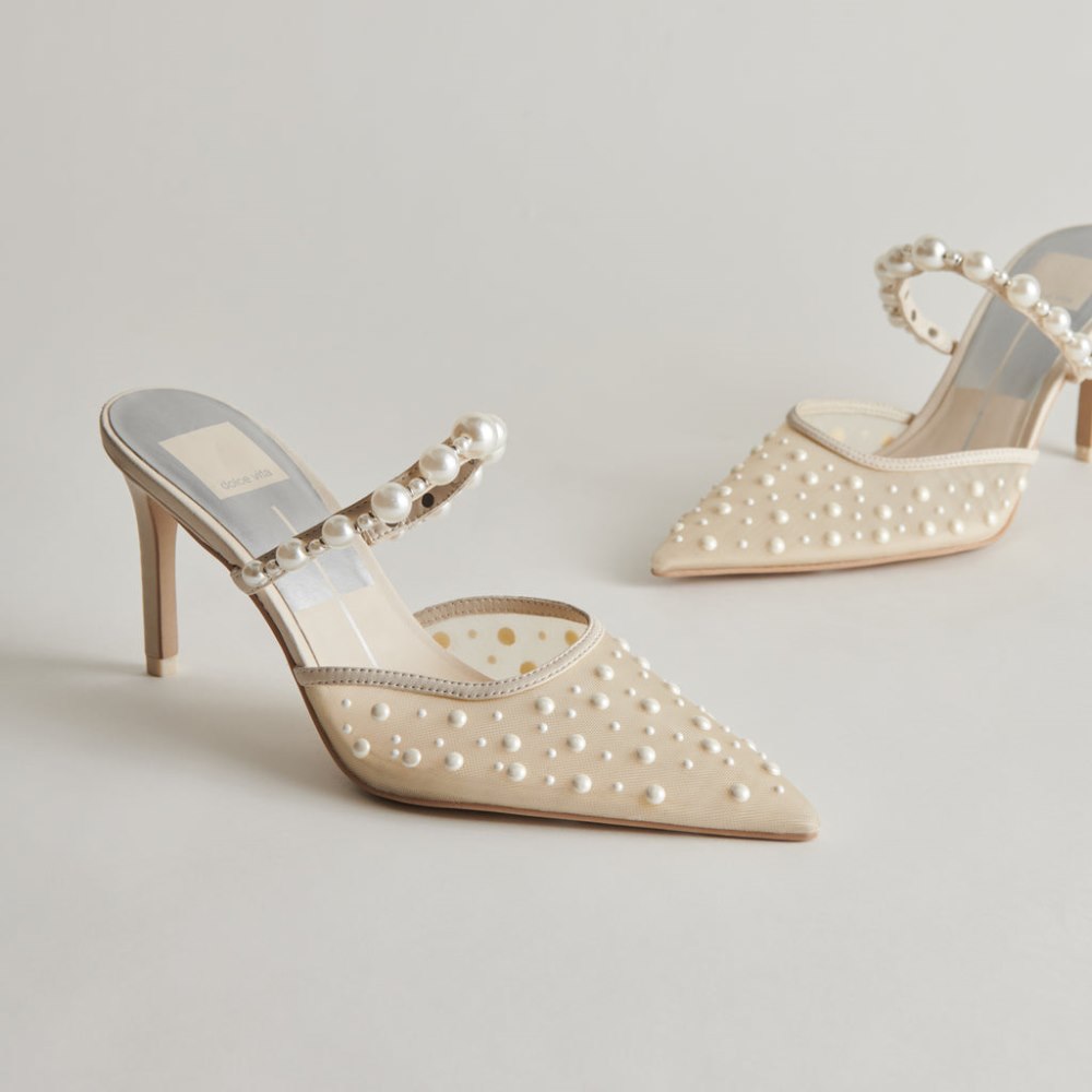 Dolce Vita Katik Pearl Heels Ivory Mesh