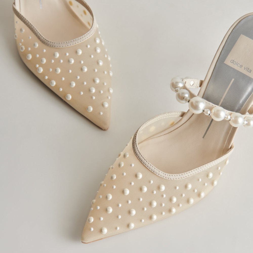 Dolce Vita Katik Pearl Heels Ivory Mesh