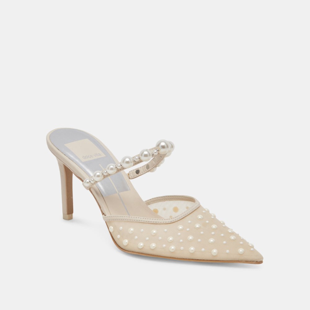 Dolce Vita Katik Pearl Heels Ivory Mesh