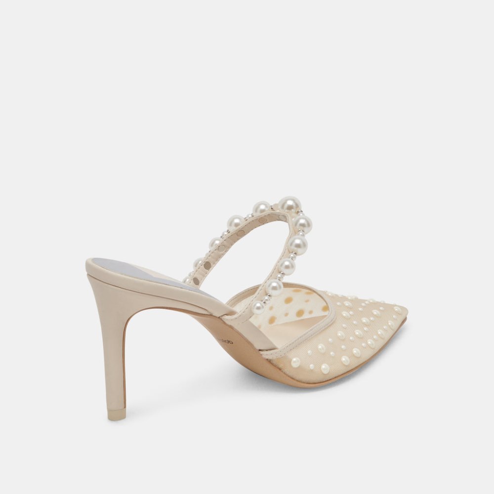 Dolce Vita Katik Pearl Heels Ivory Mesh