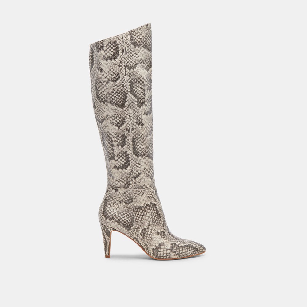 Dolce Vita Haze Boots Black White Embossed Snake