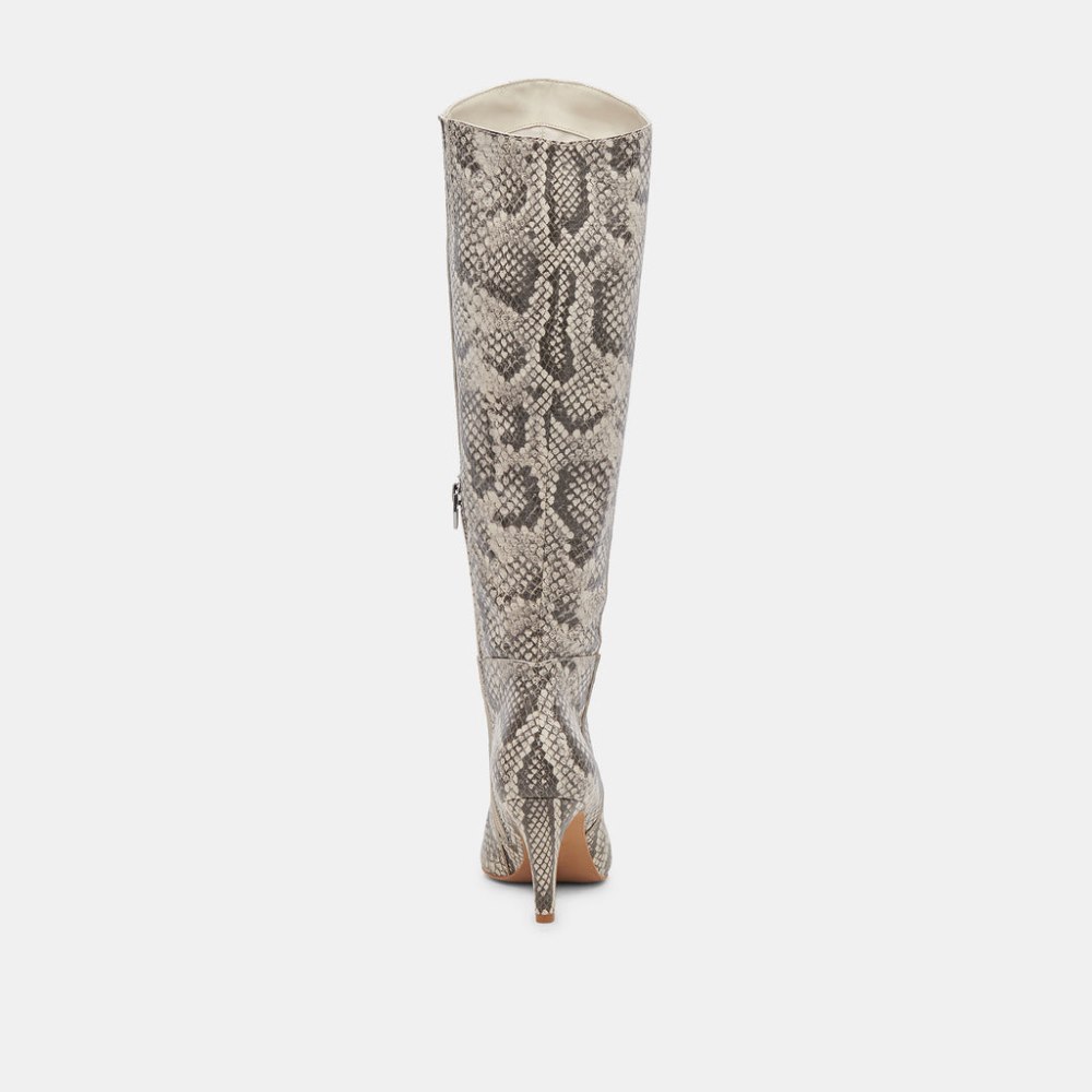 Dolce Vita Haze Boots Black White Embossed Snake
