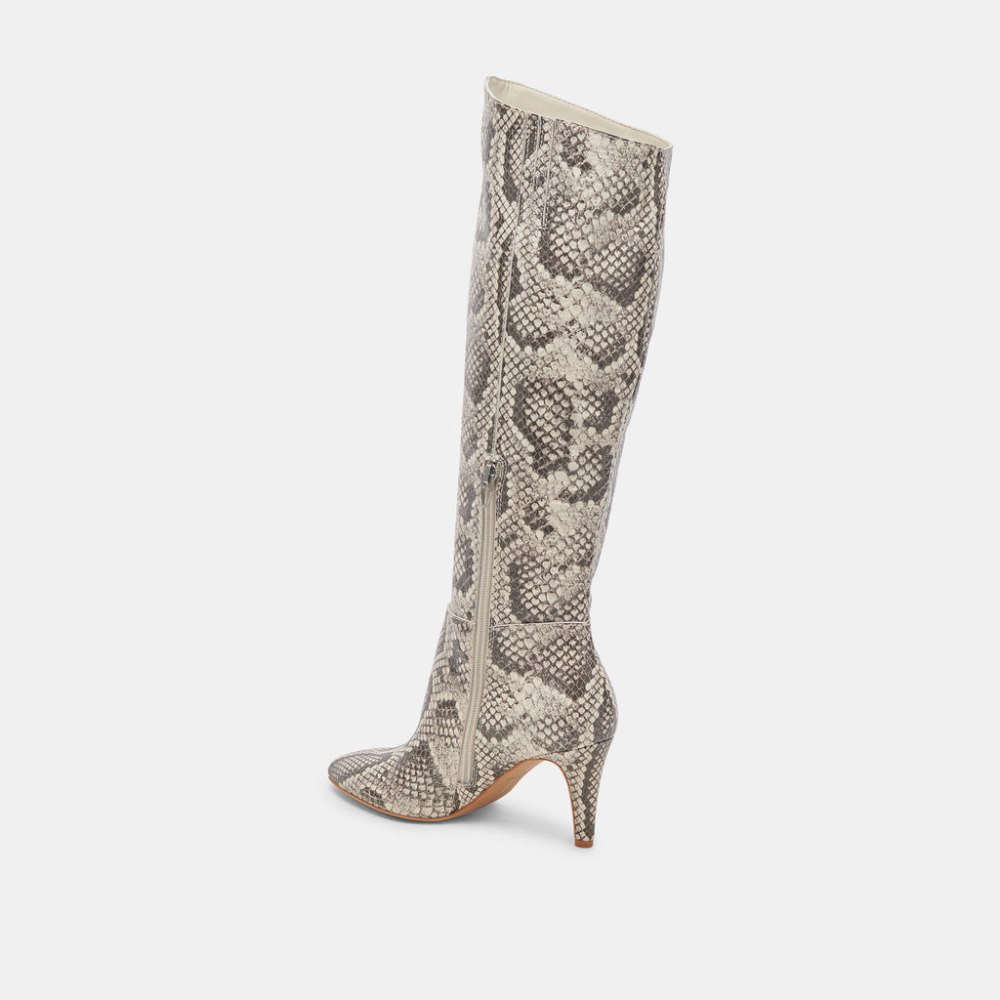 Dolce Vita Haze Boots Black White Embossed Snake