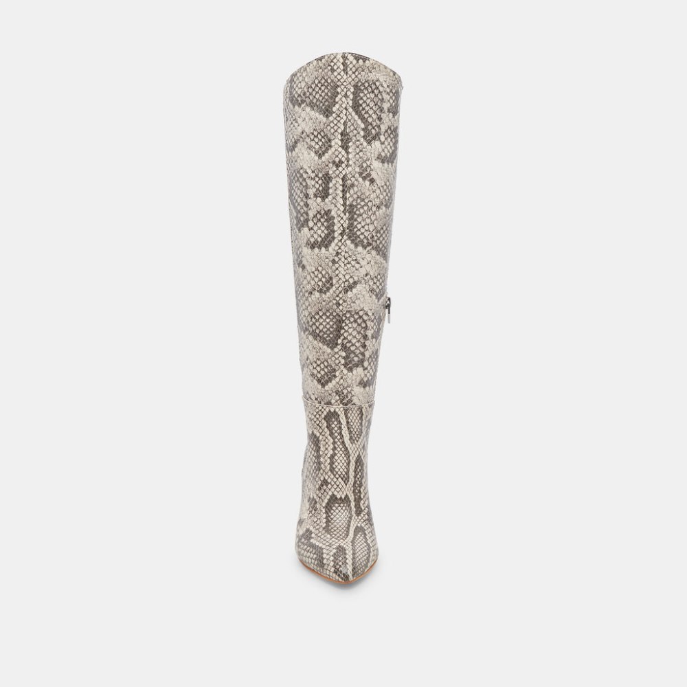 Dolce Vita Haze Boots Black White Embossed Snake