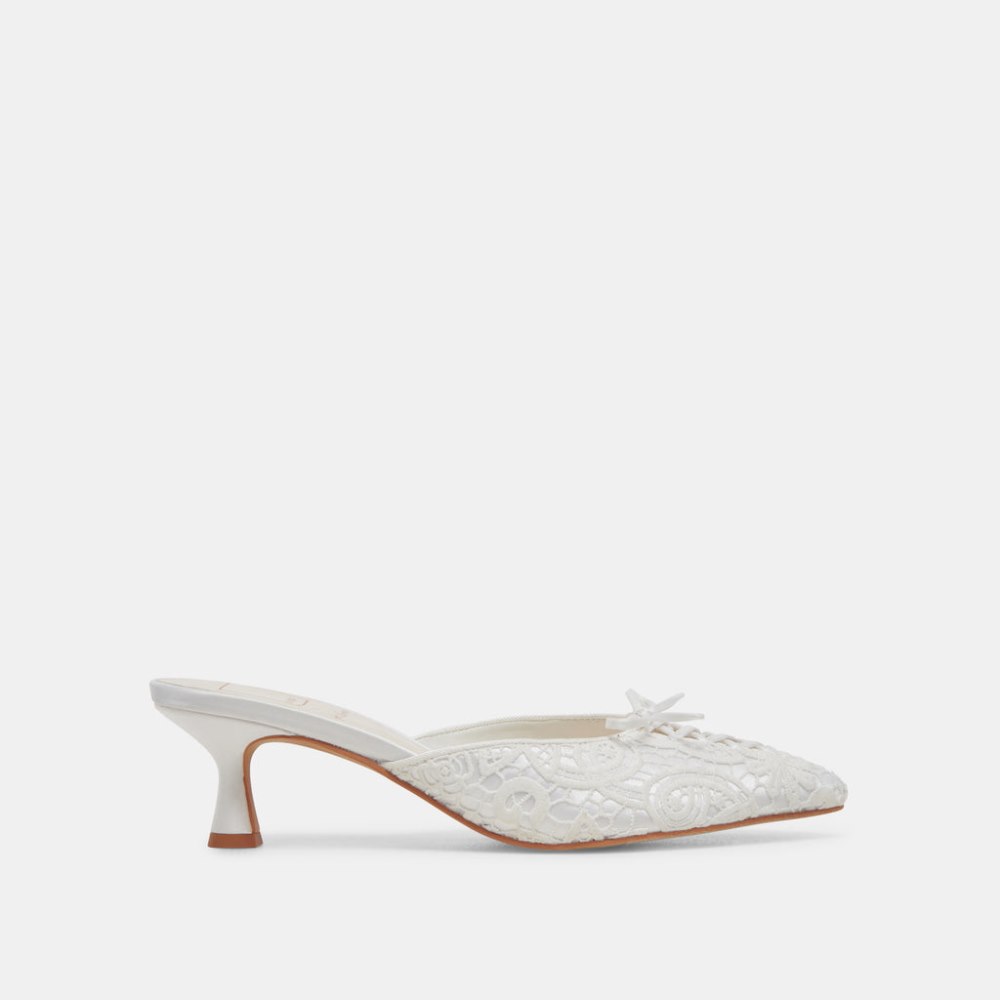 Dolce Vita Camile Heels White Floral Eyelet