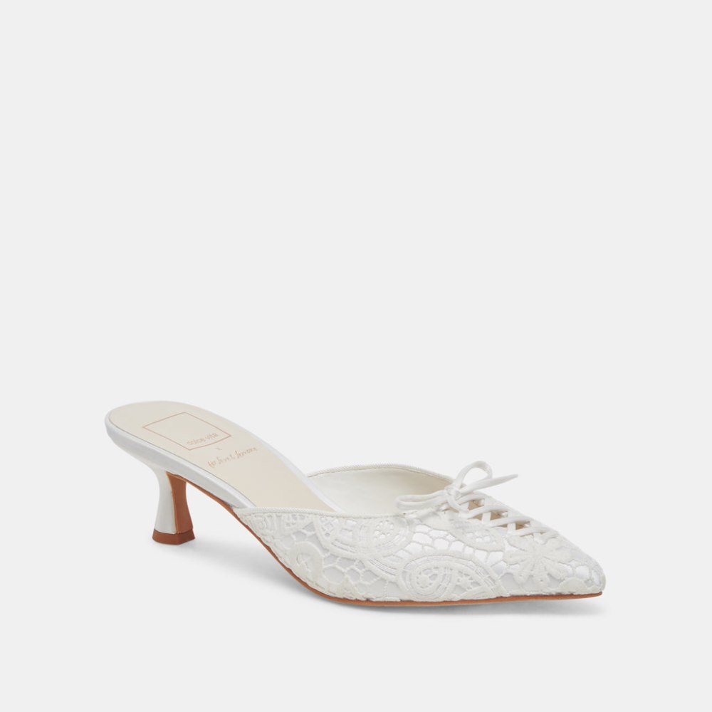Dolce Vita Camile Heels White Floral Eyelet