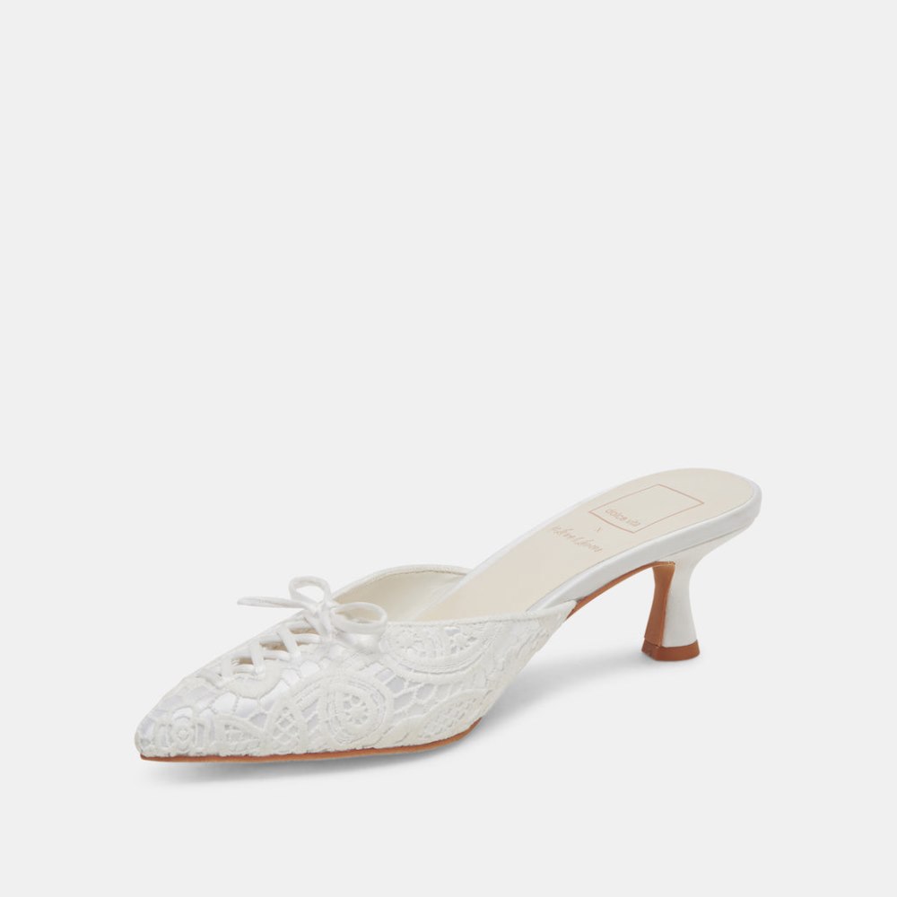Dolce Vita Camile Heels White Floral Eyelet