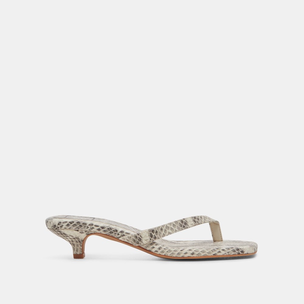 Dolce Vita Tasiah Sandals Grey White Embossed Leather