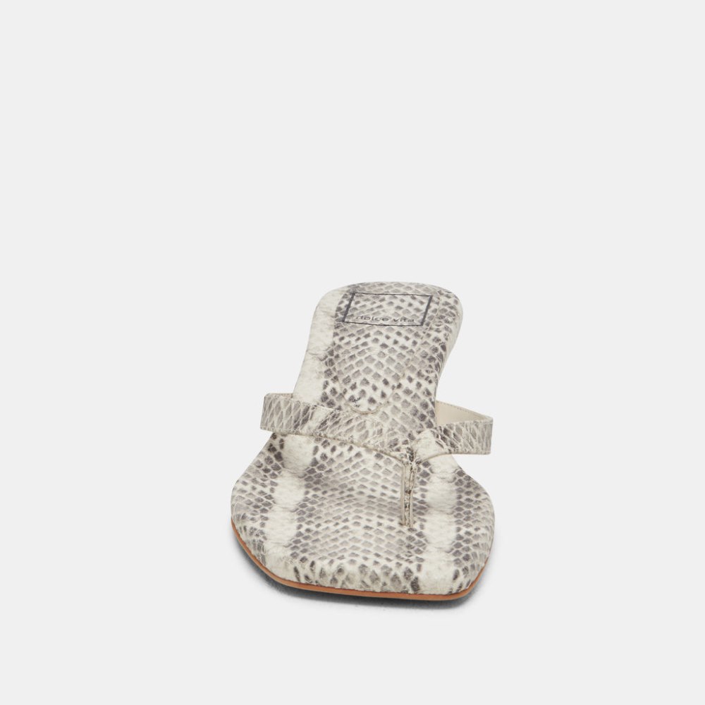 Dolce Vita Tasiah Sandals Grey White Embossed Leather