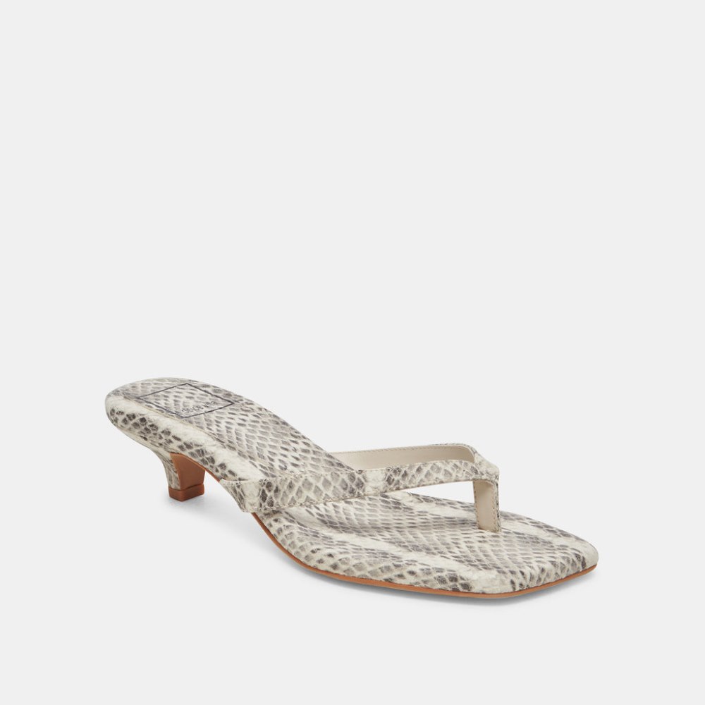 Dolce Vita Tasiah Sandals Grey White Embossed Leather