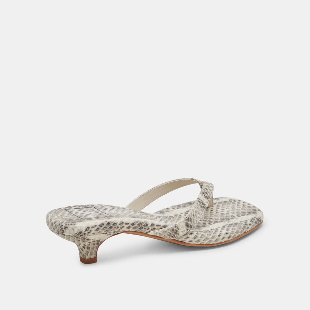 Dolce Vita Tasiah Sandals Grey White Embossed Leather