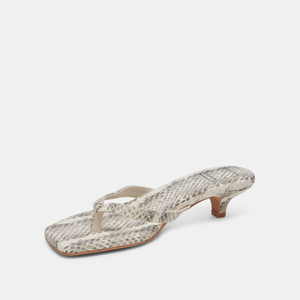 Dolce Vita Tasiah Sandals Grey White Embossed Leather