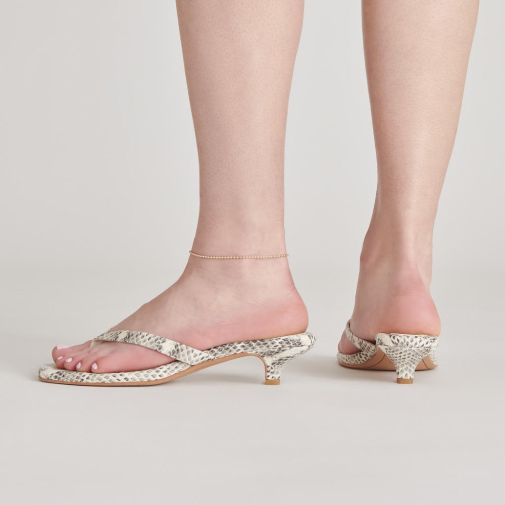 Dolce Vita Tasiah Sandals Grey White Embossed Leather