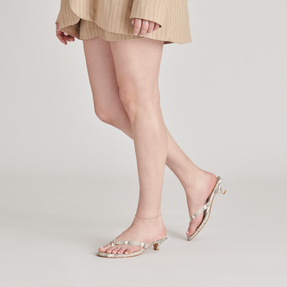 Dolce Vita Tasiah Sandals Grey White Embossed Leather
