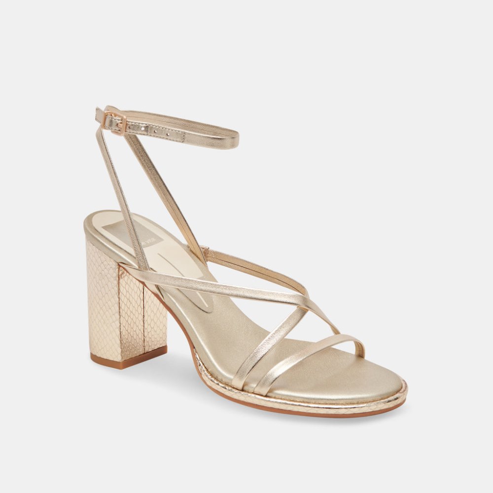Dolce Vita Barly Heels Light Gold Metallic Leather