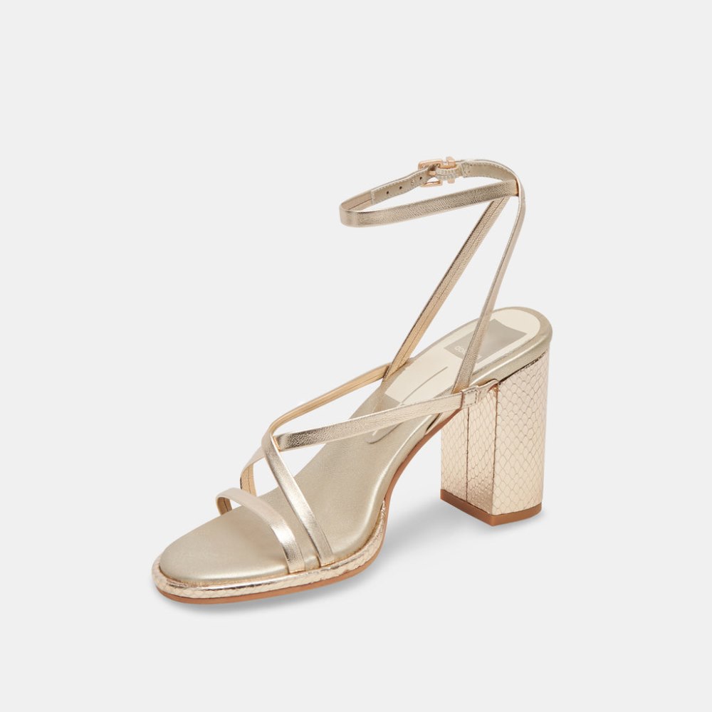 Dolce Vita Barly Heels Light Gold Metallic Leather