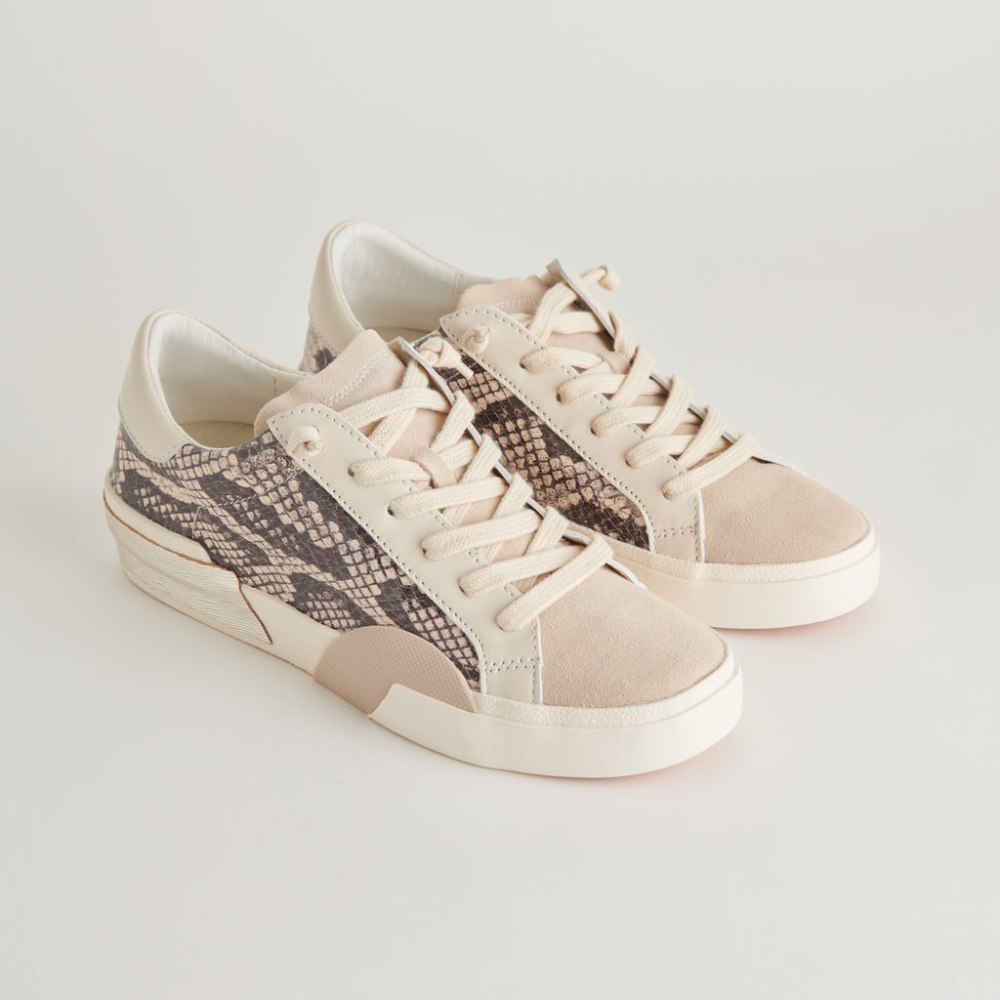 Dolce Vita Zina Sneakers Black White Embossed Snake