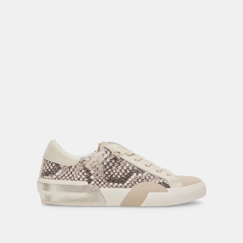 Dolce Vita Zina Sneakers Black White Embossed Snake