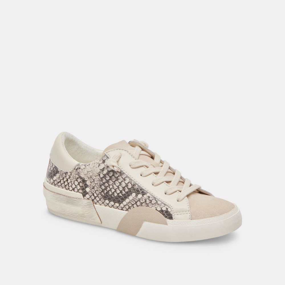 Dolce Vita Zina Sneakers Black White Embossed Snake