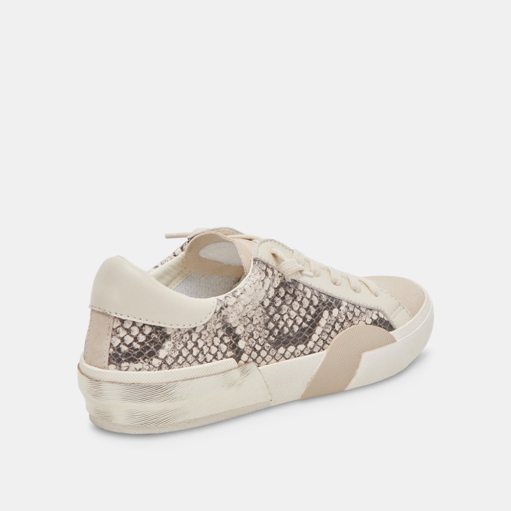 Dolce Vita Zina Sneakers Black White Embossed Snake